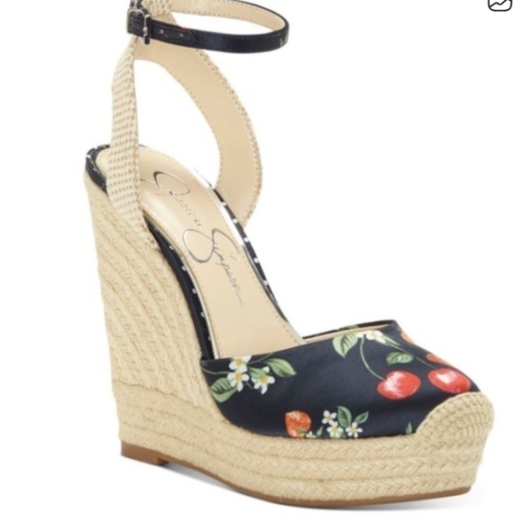 Jessica Simpson Shoes - Jessica Simpson Black Cherry Floral Wedges